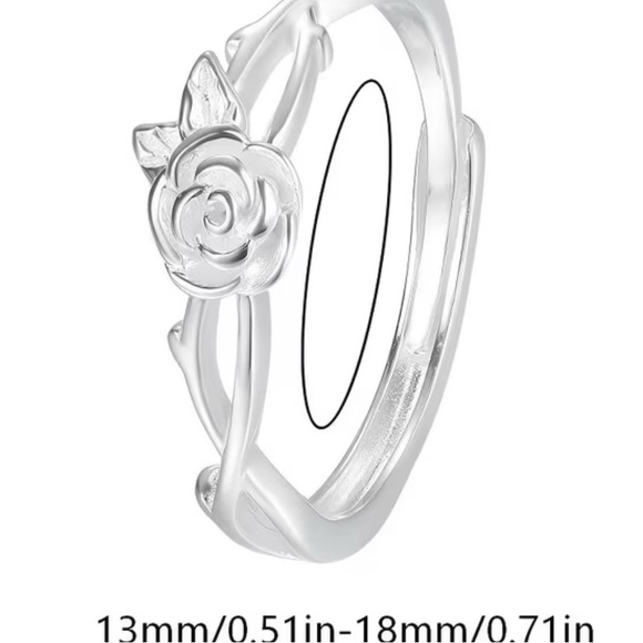 Delicate 925 Silver Rose Ring adjustable - Picture 4 of 5
